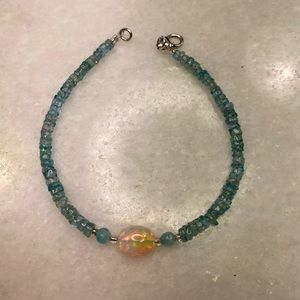 Handmade apatite, fire opal bracelet